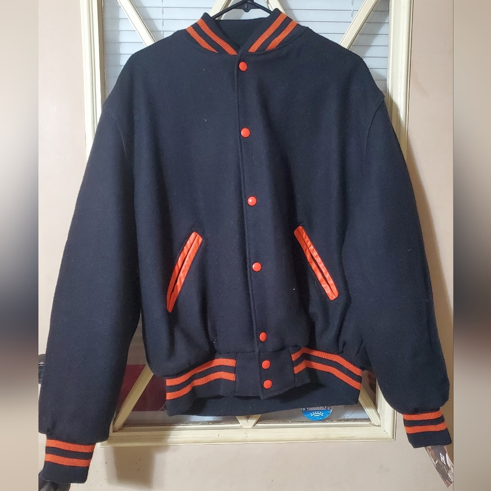 Holloway Black Letterman with Orange Trim, Original College Jacket, NWT, Vintage